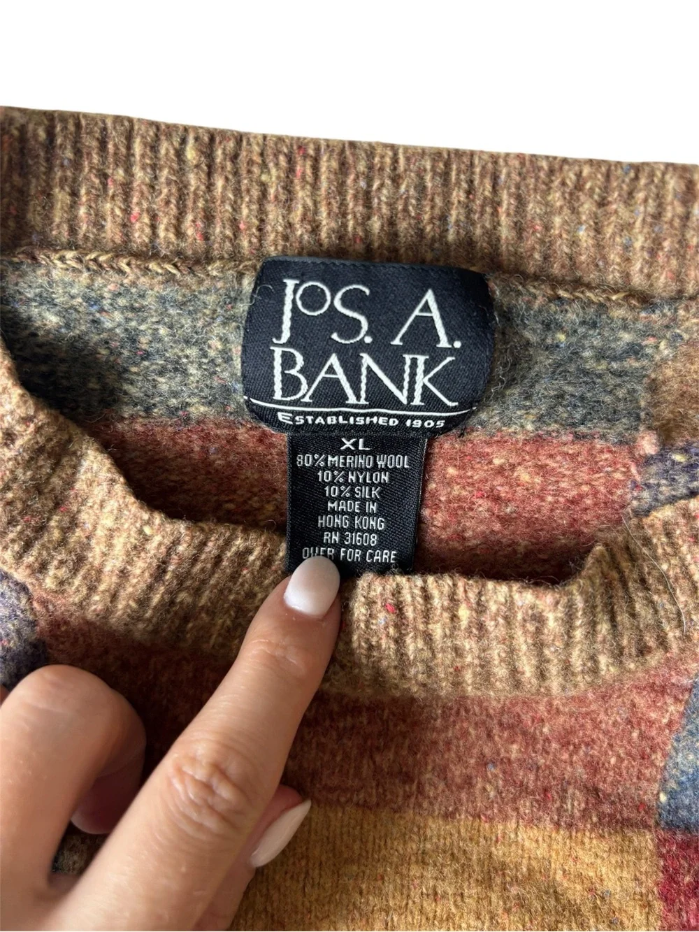 Vintage JOS. A. Bank patchwork sweater 🤎🍂